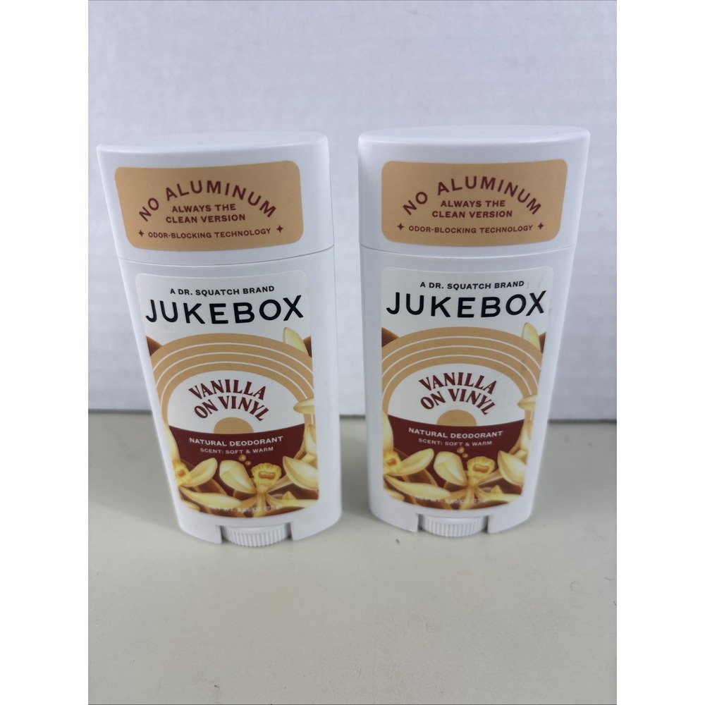 Jukebox Dr Squatch Vanilla on Vinyl Natural Deodorant Aluminum Free 2.65oz Lot 2